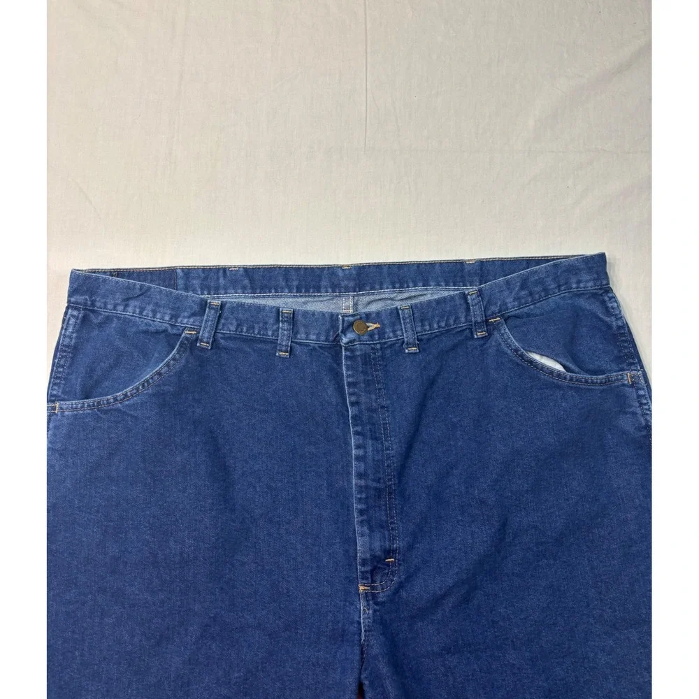 Wrangler Authentic Jeans Mens 46x30 Regular Fit Blue Denim Straight Leg 85900DW
